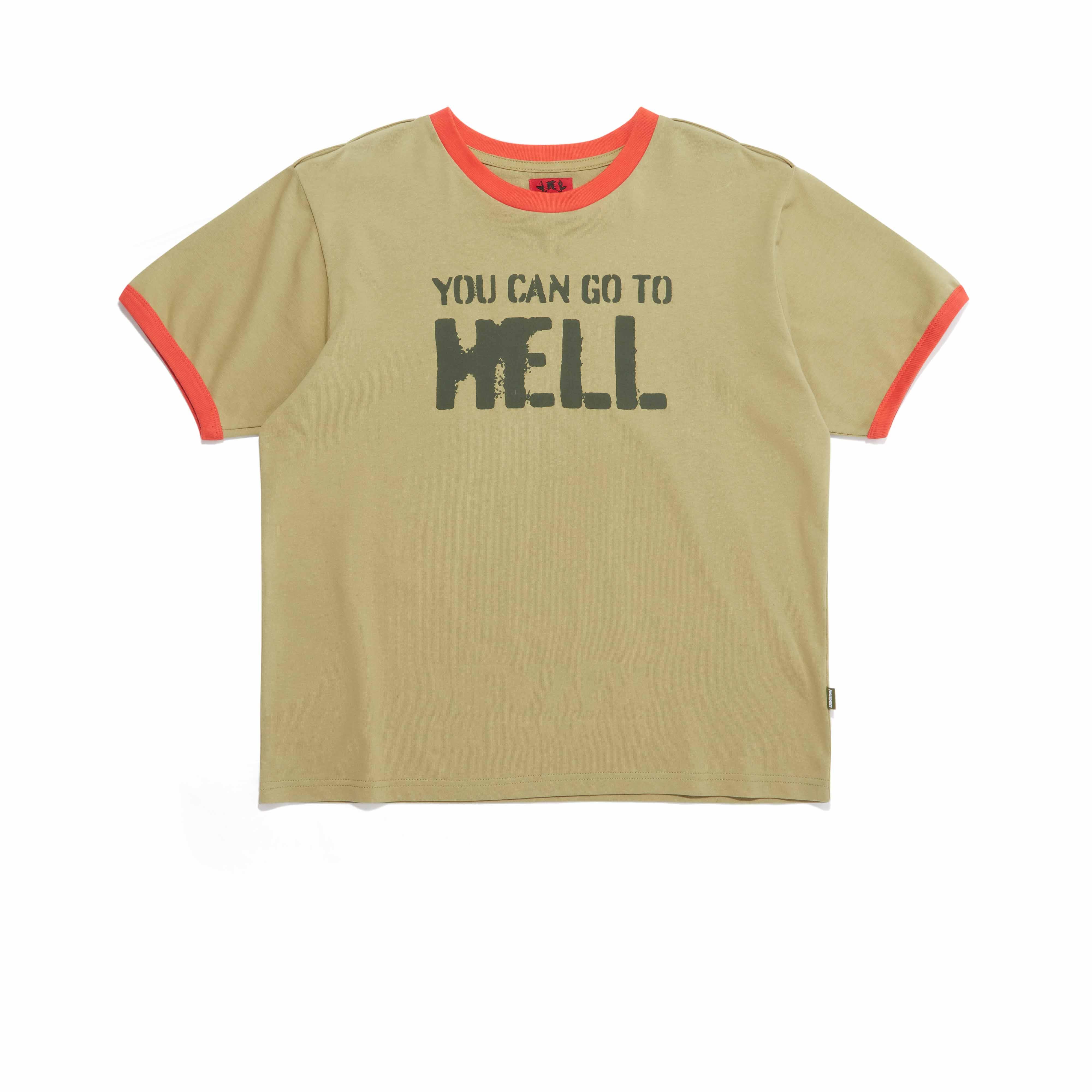 Heaven By Marc Jacobs◆Go To Hell Ringer Tee/Tシャツ/L/コットン/グリーン/3S3RTP001C19-300 Heaven By Marc Jacobs(ヘブンバイマークジェイコブス) / Go To