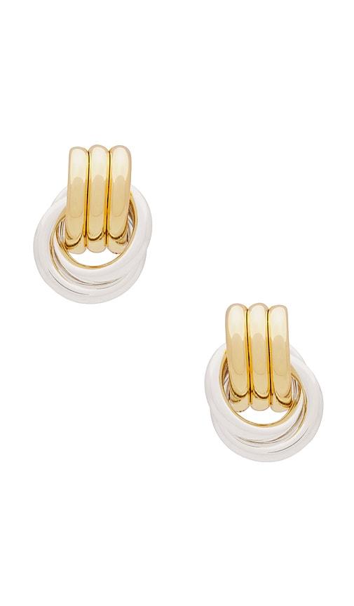 Heaven Mayhem Baby Knot Earrings in Metallic Gold,Metallic Silver by HEAVEN MAYHEM