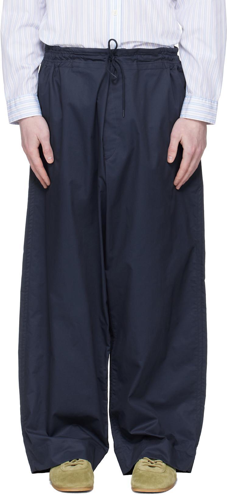 Navy Drawstring Trousers by HED MAYNER