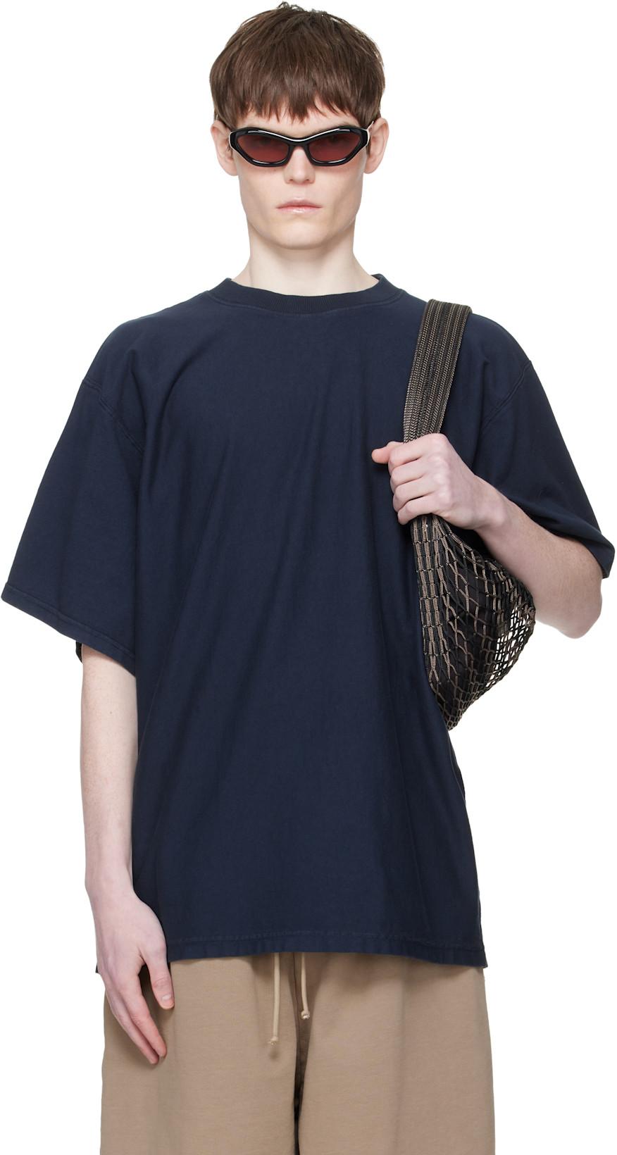 Navy Embroidered-Logo T-shirt by HED MAYNER