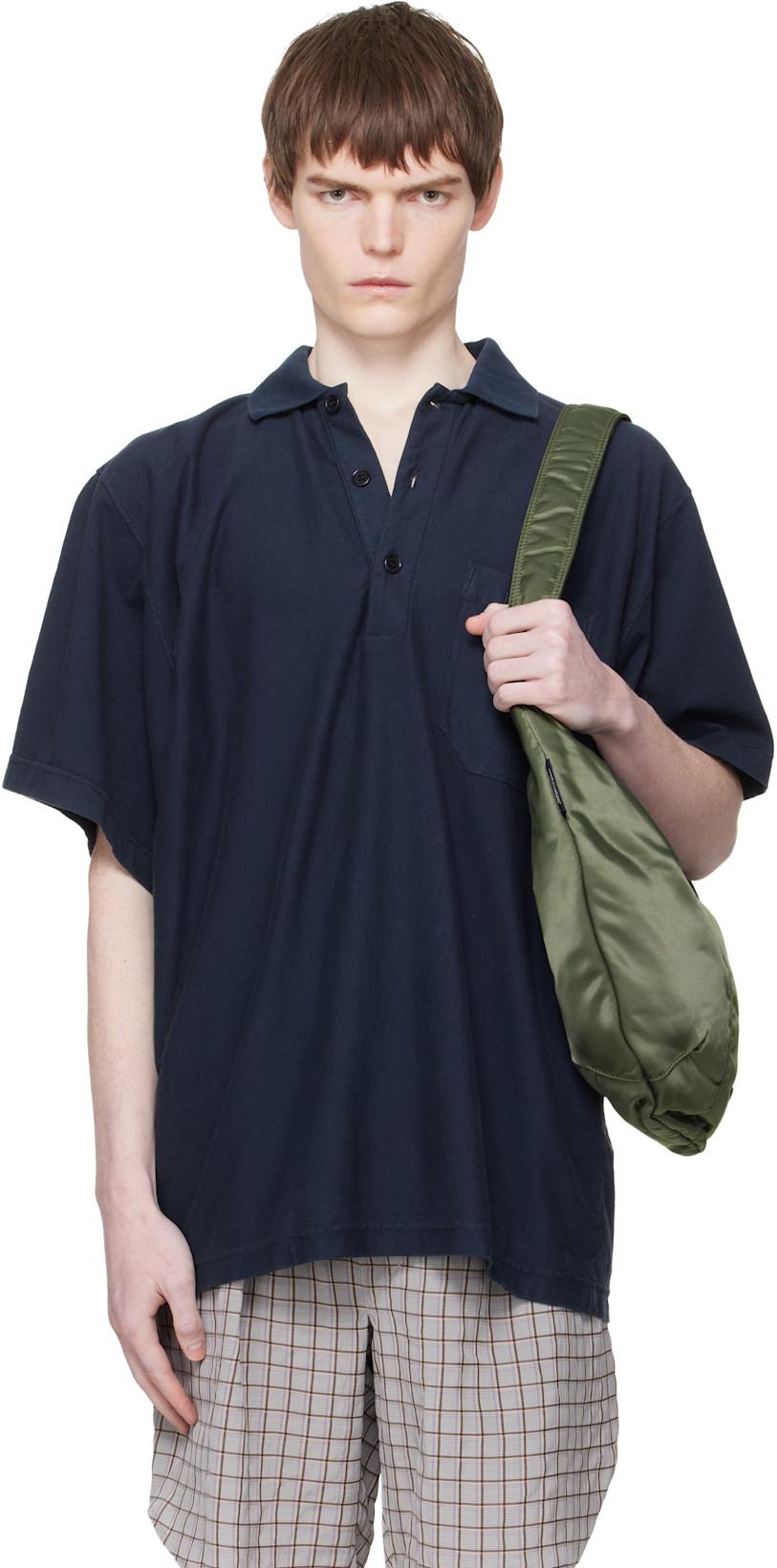Navy Garment-Dyed Polo by HED MAYNER