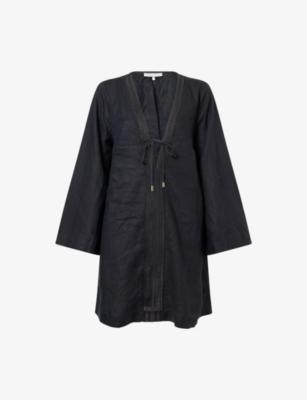 Meteora Long-Sleeve Linen Mini Kaftan by HEIDI KLEIN