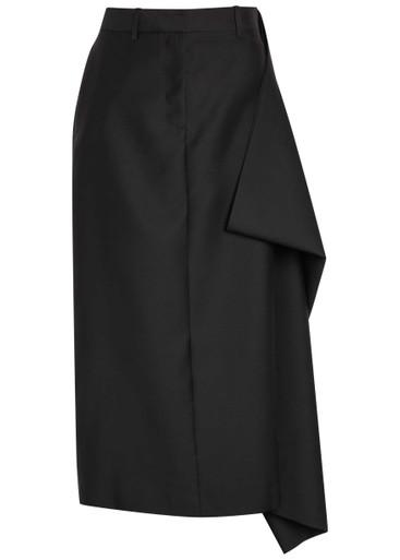 Augusta draped wool and silk-blend midi skirt by HEIRLOME