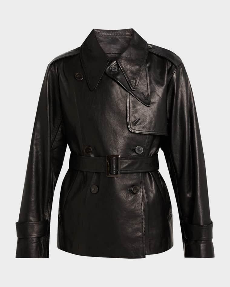 Iggy Belted Leather Trench Jacket by HEIRLOME