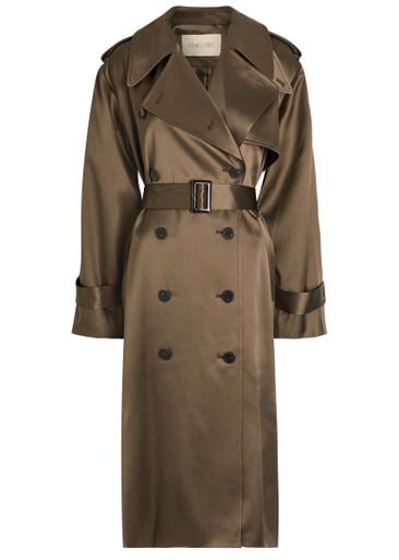 Maggie double-breasted silk trench coat by HEIRLOME
