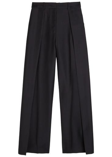 Tove split wide-leg wool-blend trousers by HEIRLOME