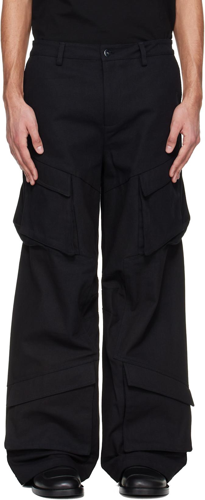 Black Cellulae Cargo Pants by HELIOT EMIL