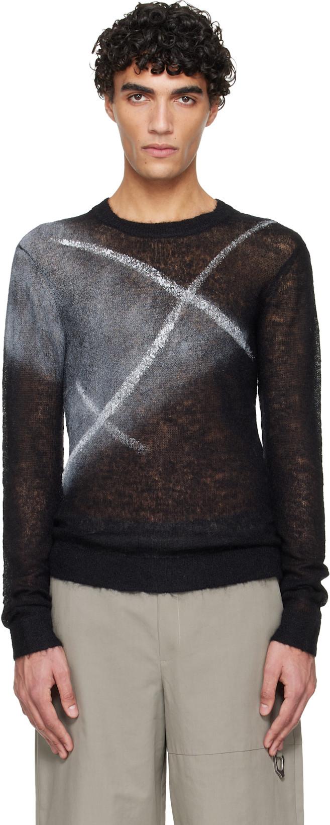 Black Fluxus Crewneck Sweater by HELIOT EMIL