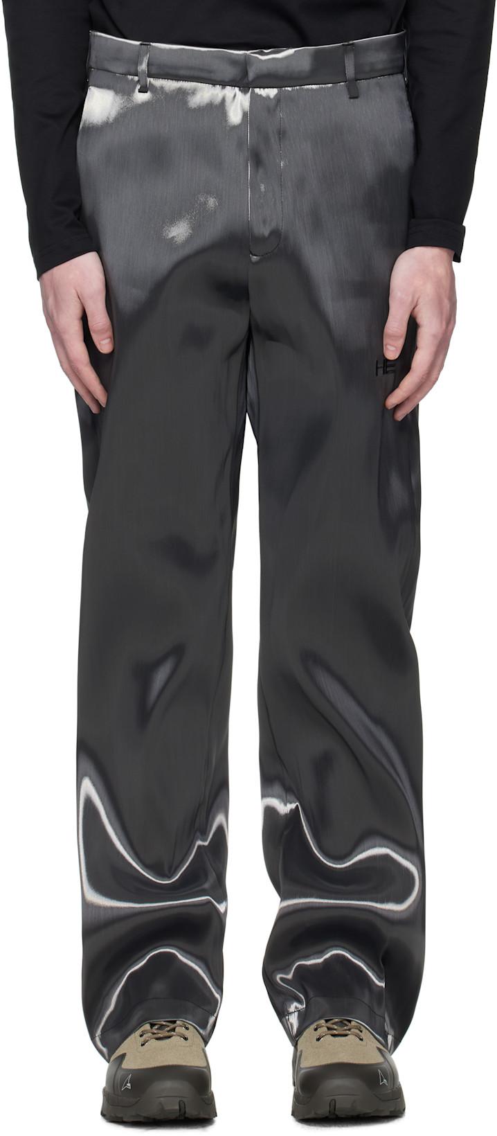 Gray Liquid Metal Trousers by HELIOT EMIL