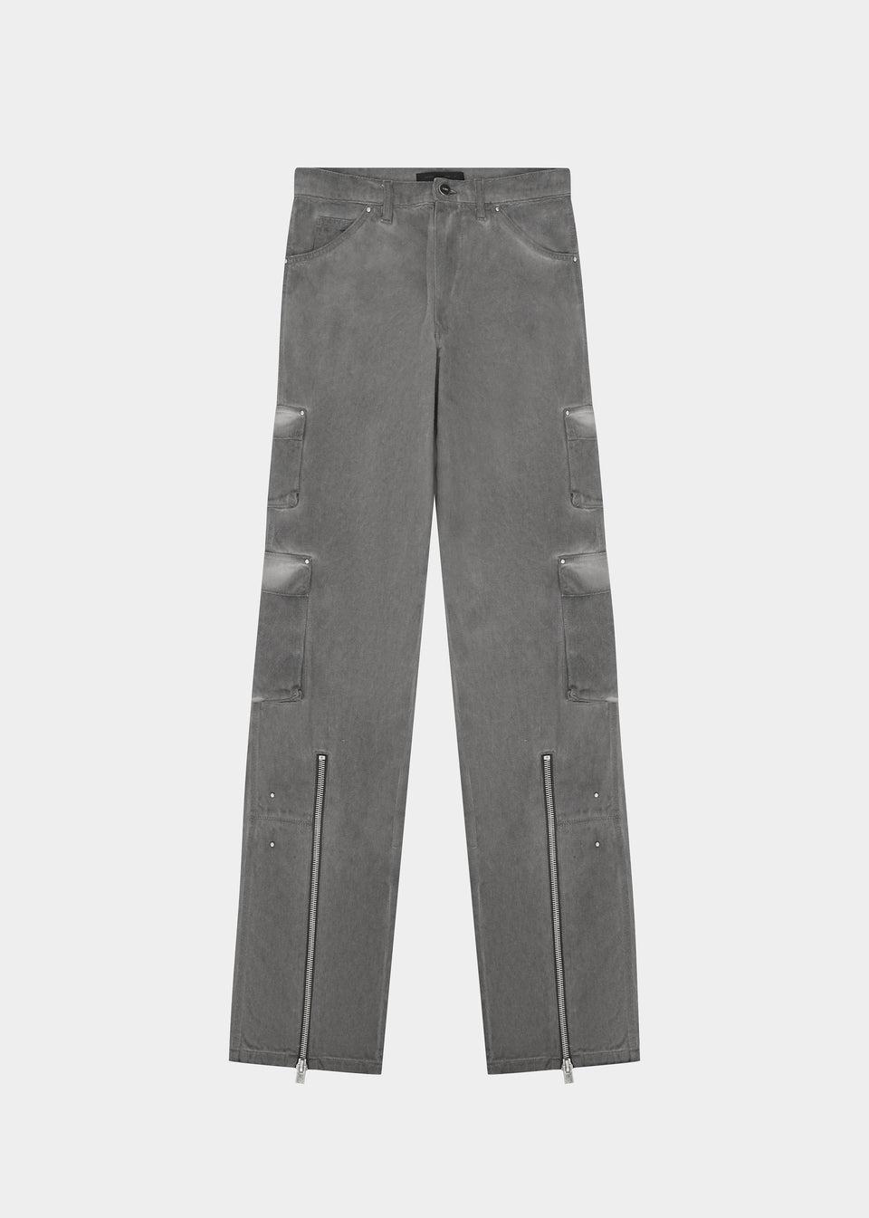 WASHED GREY CARGO TROUSERS by HELIOT EMIL