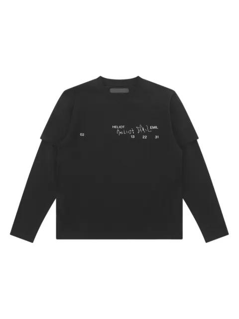 graphic-print cotton double-layer T-shirt by HELIOT EMIL