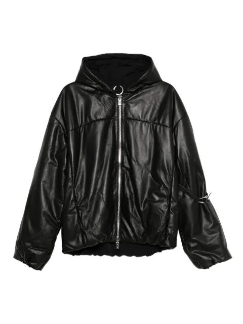 hoodied puffer leather coat by HELIOT EMIL