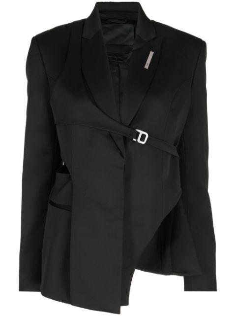 logo-plaque asymmetric-design blazer by HELIOT EMIL