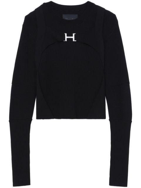 logo-print panelled-design jumper by HELIOT EMIL