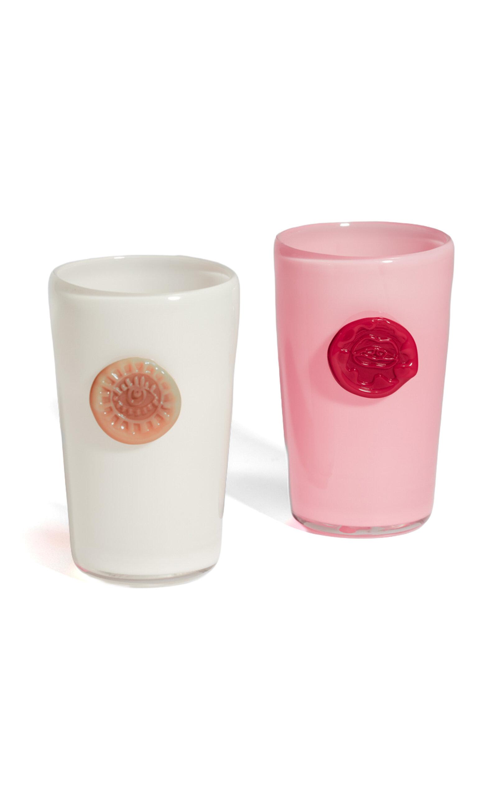 Helle Mardahl - Monogram Glass Set Of 2 - Multi - Moda Operandi by HELLE MARDAHL