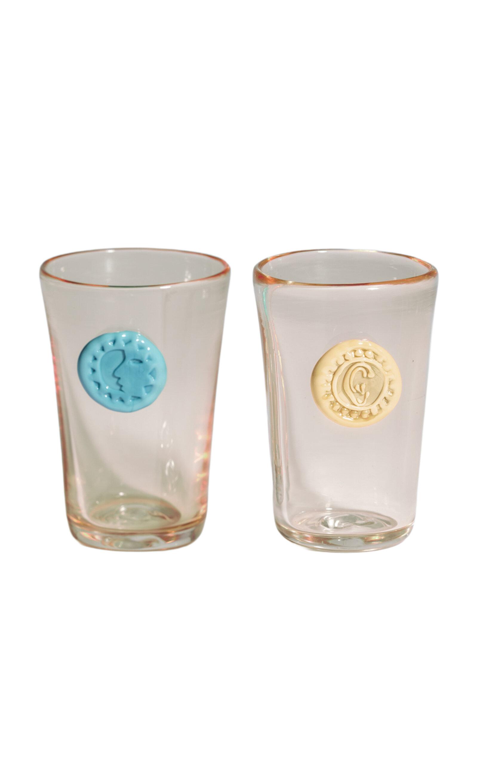Helle Mardahl - Monogram Glass Set Of 2 - Multi - Moda Operandi by HELLE MARDAHL