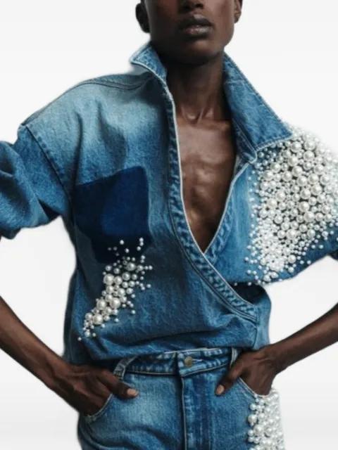 Astro faux-pearl wrap-style top by HELLESSY