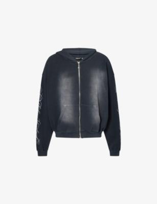 Graphic-Print Studded Cotton Hoodie by HELLSTAR