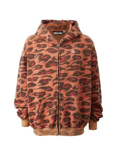 cheetah-print sun-faded hoodie by HELLSTAR