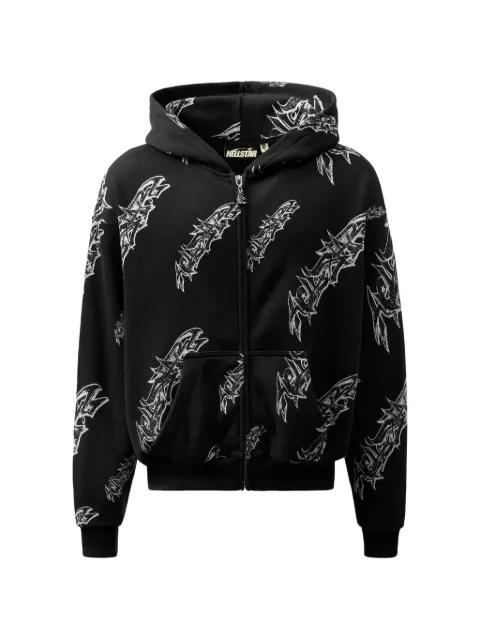 graffiti-print zip-up hoodie by HELLSTAR