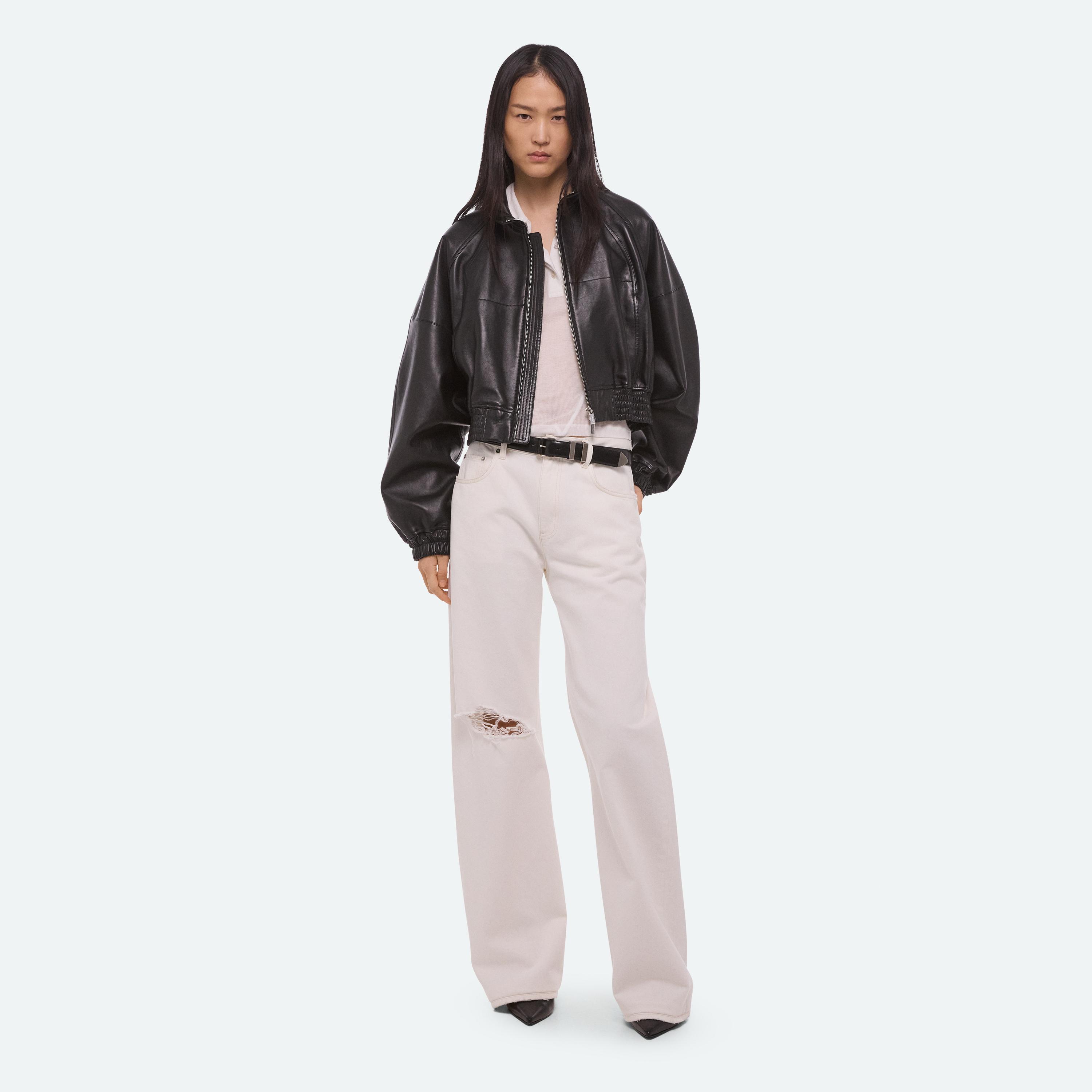 BONDED LEATHER BOMBER by HELMUT LANG