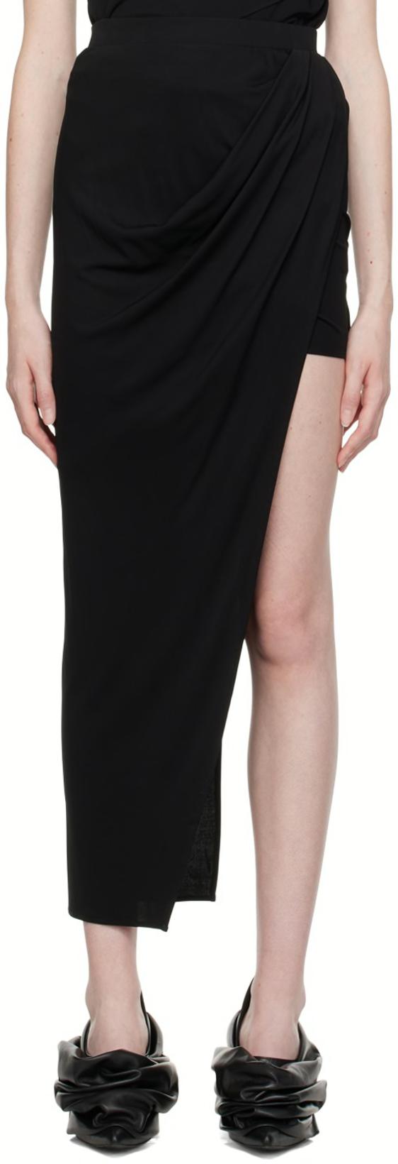 Black Asymmetric Maxi Skirt by HELMUT LANG
