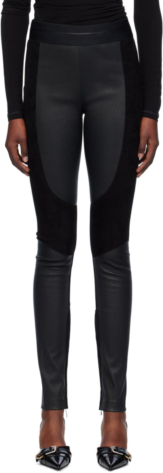 Black Racer Leather Leggings by HELMUT LANG
