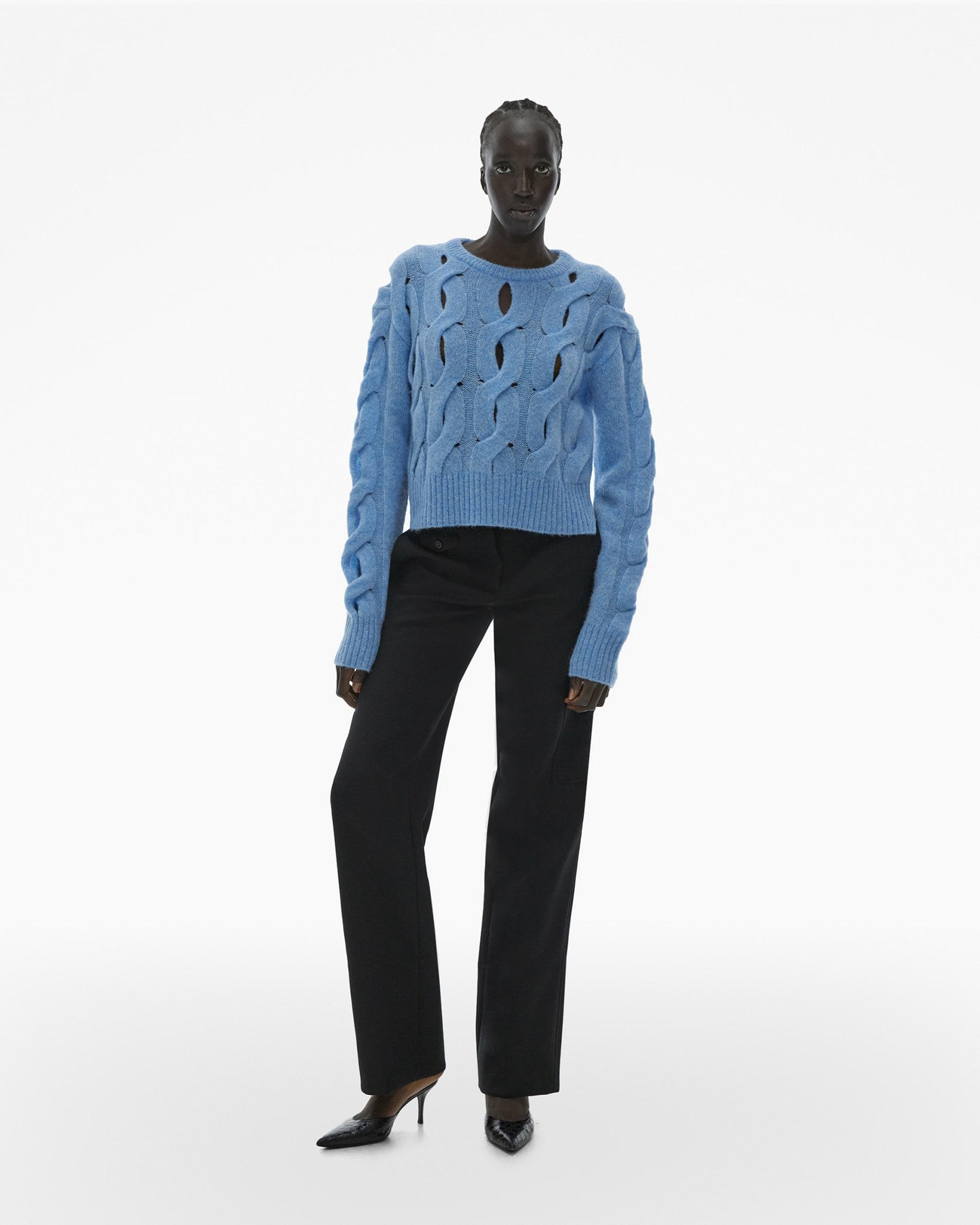 Cropped Cable Knit Sweater by HELMUT LANG