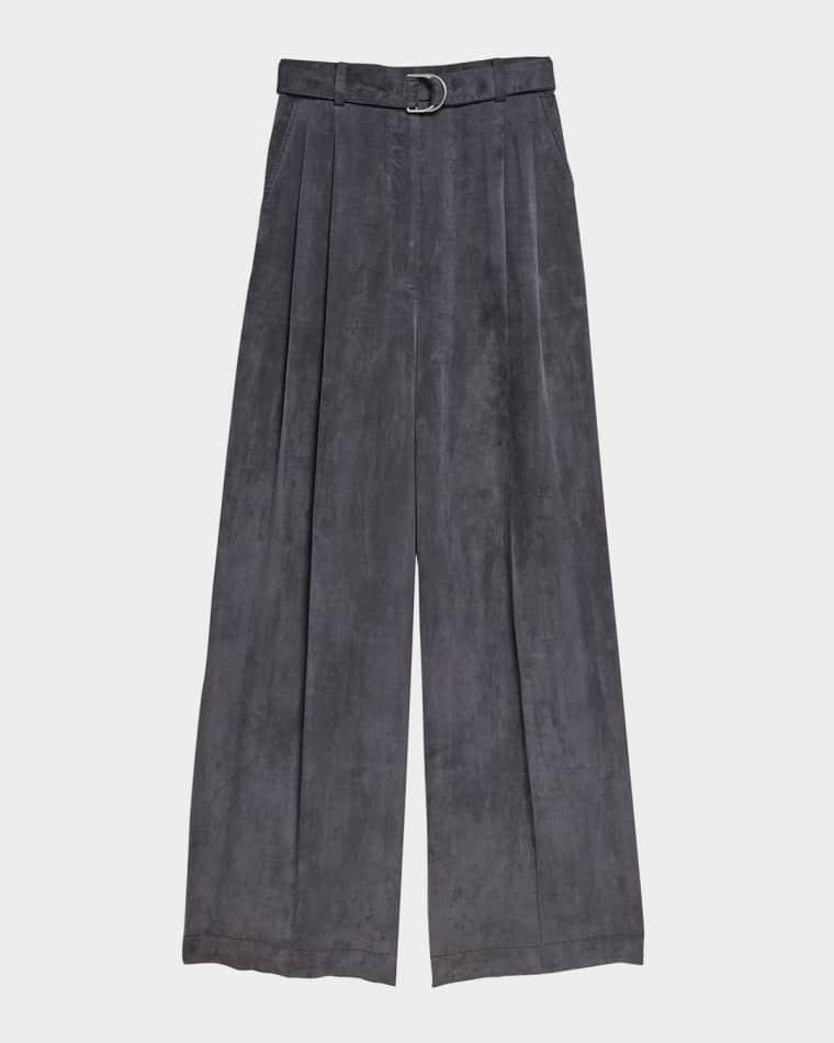 Fluid Wide-Leg Trousers with Belt by HELMUT LANG