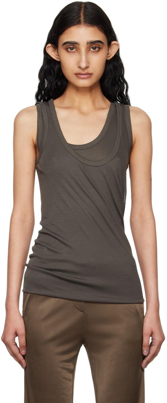 Gray Convertible Tank Top by HELMUT LANG