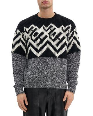 Half Fair Isle Crewneck Sweater by HELMUT LANG