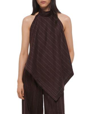 Halter Scarf Pinstripe Top by HELMUT LANG
