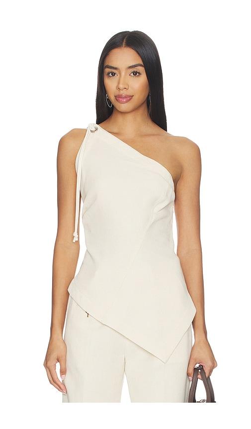 Helmut Lang Asymmetrical Sailor Top in Beige by HELMUT LANG