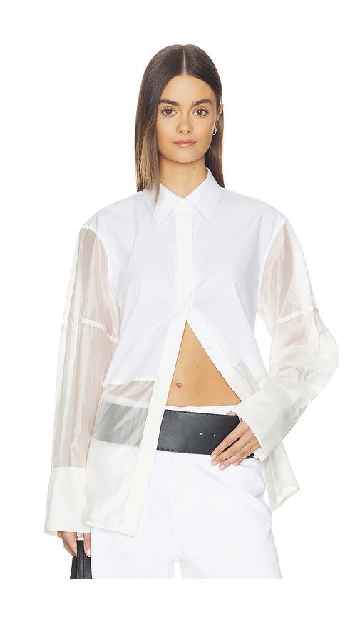 Helmut Lang Combo Long Sleeve Shirt in White by HELMUT LANG