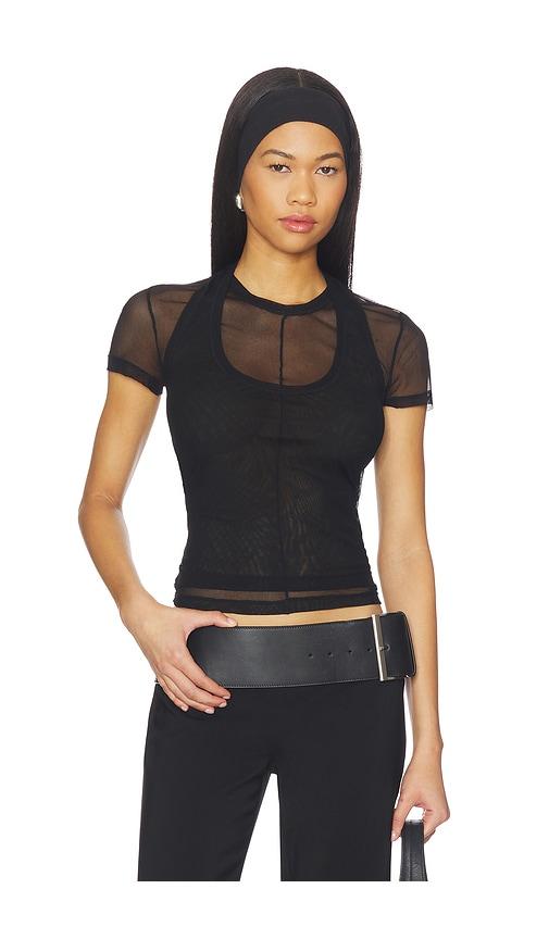 Helmut Lang Mesh Layered Top in Black by HELMUT LANG