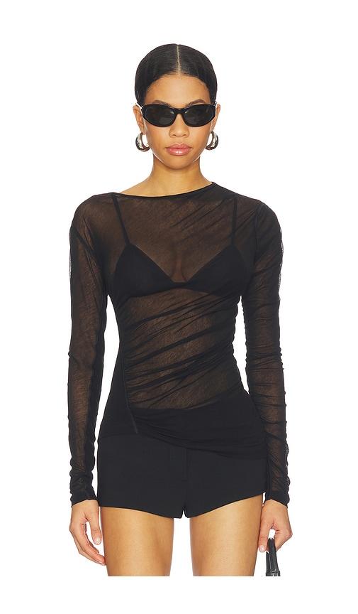 Helmut Lang Seamed Wind Top in Black by HELMUT LANG