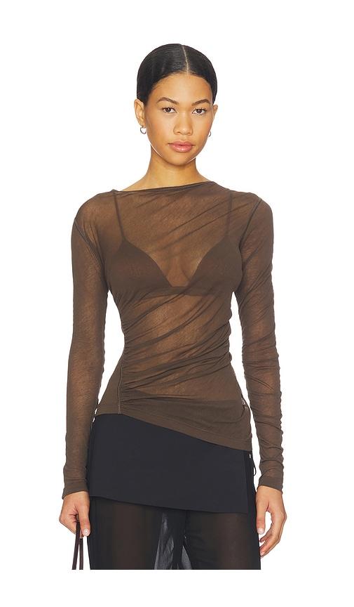 Helmut Lang Seamed Wind Top in Brown by HELMUT LANG