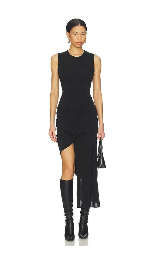 Helmut Lang Twist Drape Dress in Black by HELMUT LANG