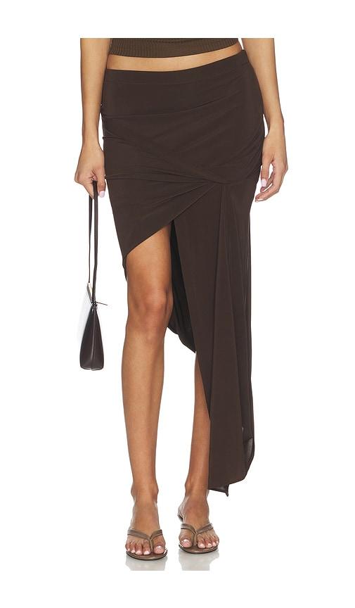 Helmut Lang Twist Drape Skirt in Brown by HELMUT LANG