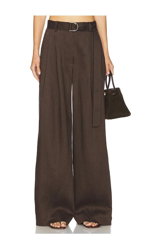 Helmut Lang Wide Double Pleated Trouser in Chocolate by HELMUT LANG
