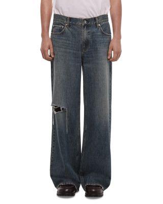 Relaxed Fit Distressed Jeans in Tinted Vintage Blue by HELMUT LANG