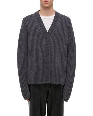 Relaxed Fit Ribbed Cardigan Sweater by HELMUT LANG