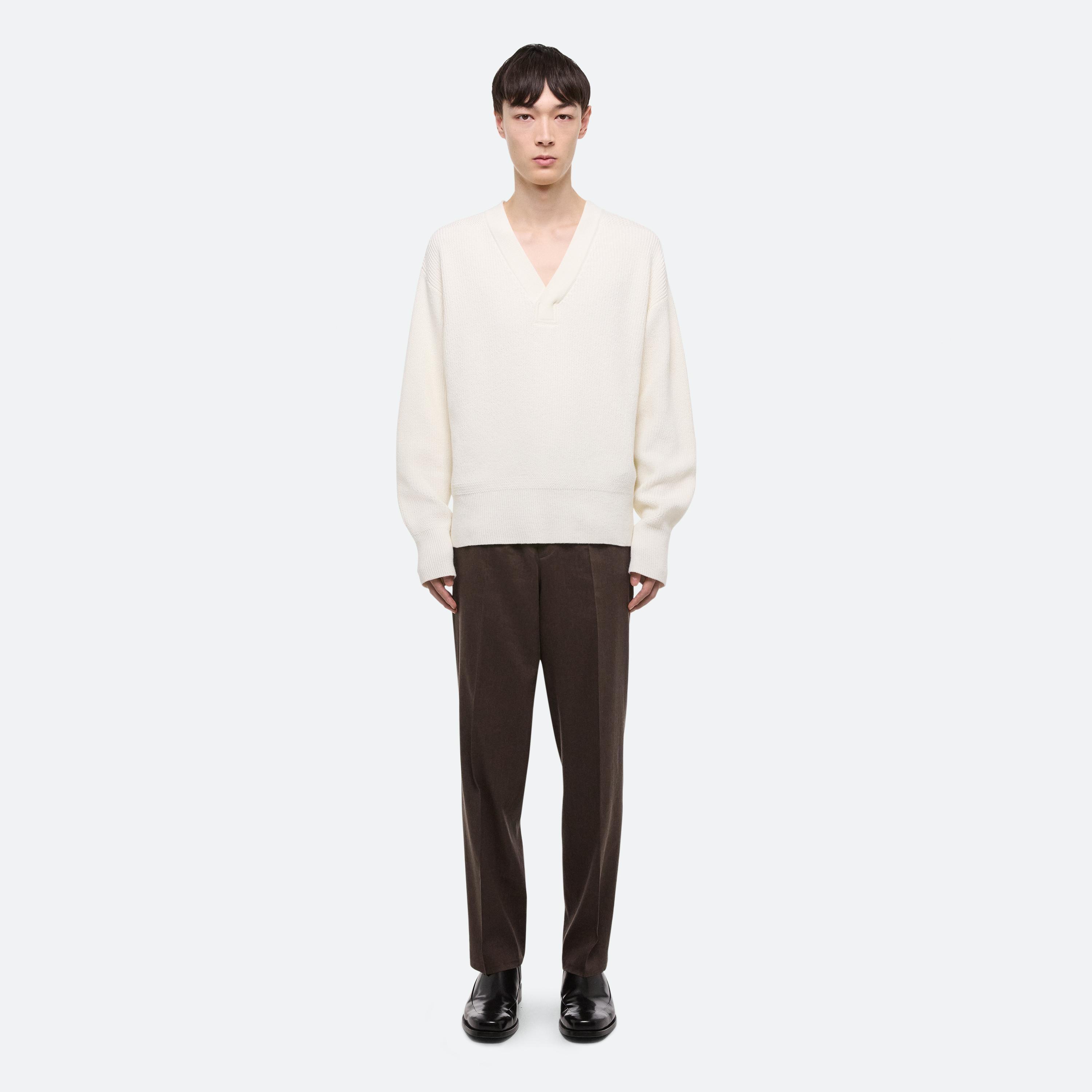 Ribbed V-Neck Sweater by HELMUT LANG