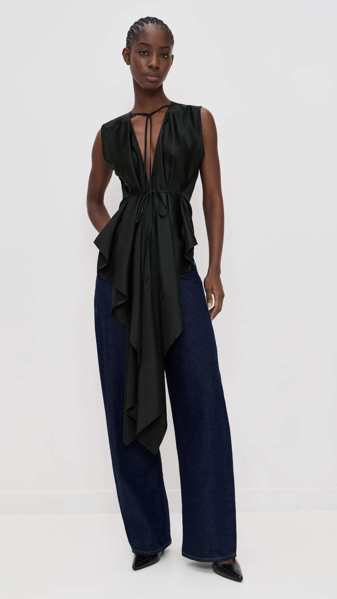 Scarf Drape Silk Top by HELMUT LANG