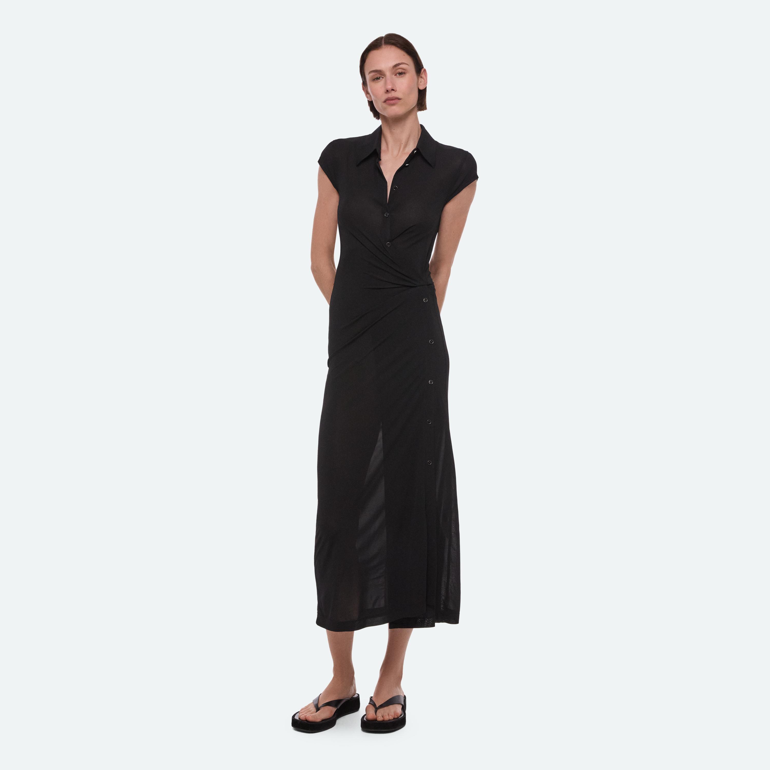 Short Sleeve Twisted Shirt Dress by HELMUT LANG