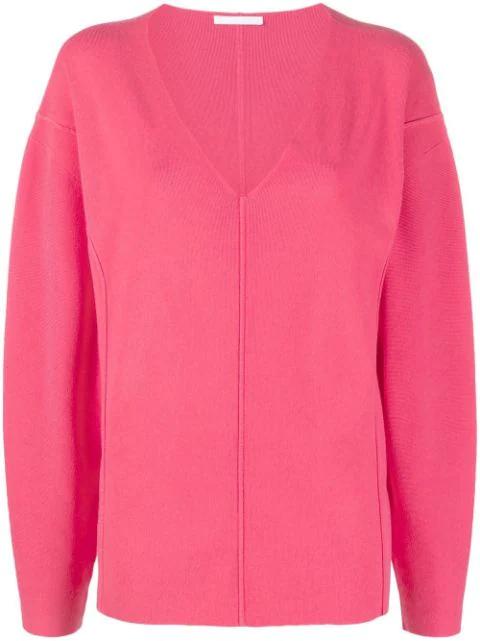 V-neck puff-sleeve jumper by HELMUT LANG