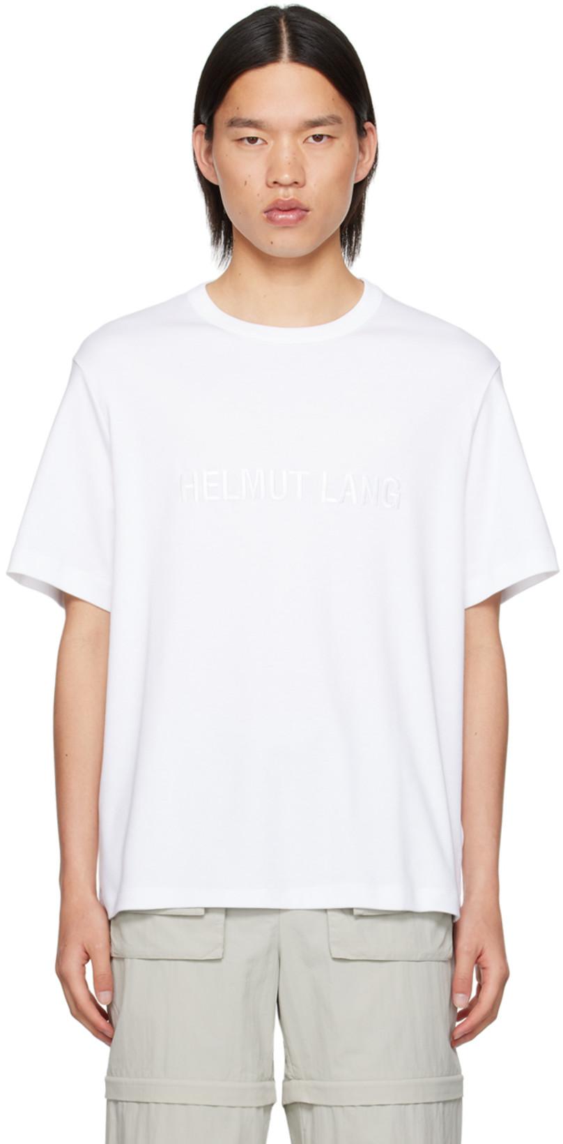 White Embroidered T-Shirt by HELMUT LANG
