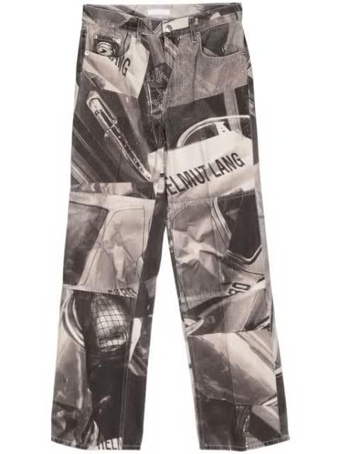 car-print mid-rise straight-leg jeans by HELMUT LANG