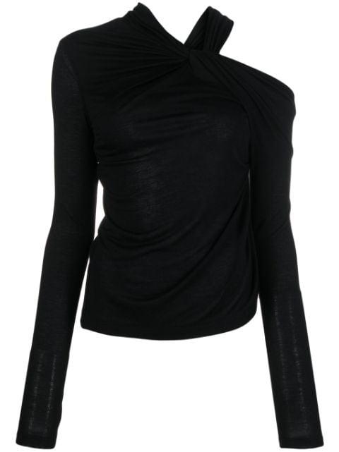 cold-shoulder twisted blouse by HELMUT LANG