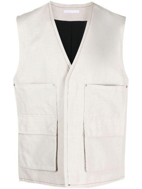 cotton-linen cargo gilet by HELMUT LANG